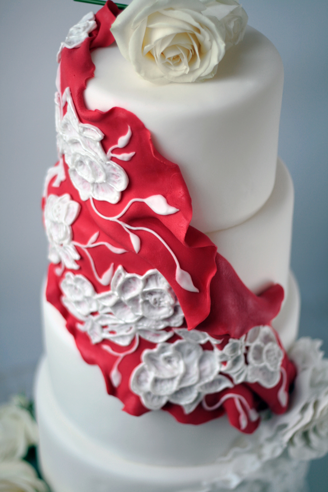 Flamenco ruffled wedding cake